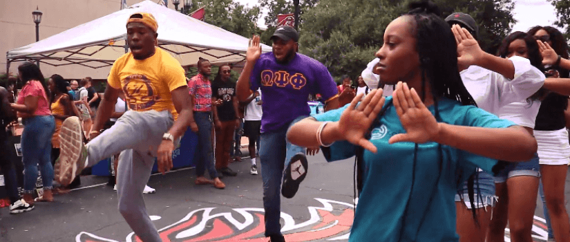 Students enjoying Hip Hop Wednesday on Greene Street.