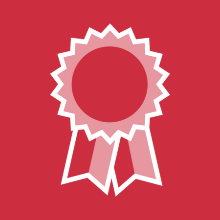 Icon of an award ribbon on a red background