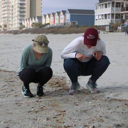 Undergraduates on beach.