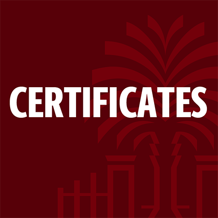 Certificate Branded garnet tile with gates and palmetto tree