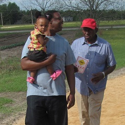 Family walking outside