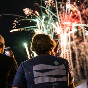 Boy watching fireworks at First Night Carolina