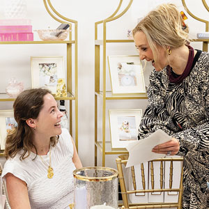 Intern Olivia Branson with Alexandra Woodlief, ’13, owner and lead creative director of Alexandra Madison Weddings.