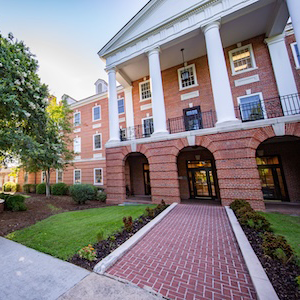 brick building with brick walkway